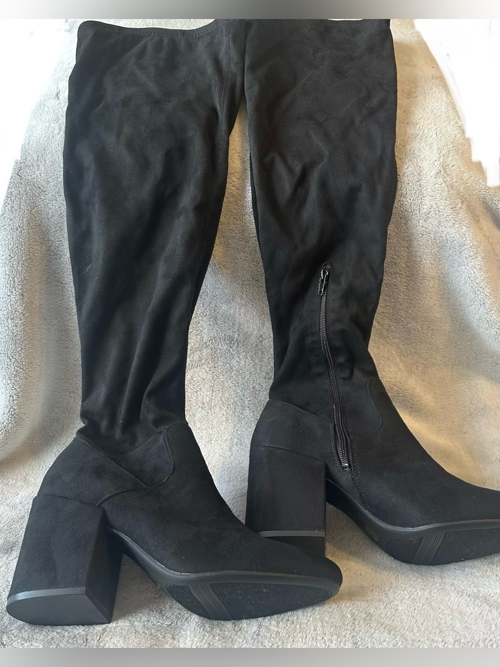 Bar III Black Suede Over-the-Knee Block Heel Boots
